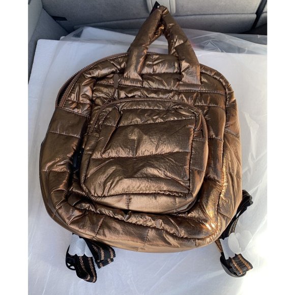 Women’s No Boundaries Trendy BRONZE Puffer Quilted Backpack Bag Brand NWT - Picture 1 of 5